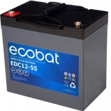 Ecobat EDC12-55, 12V 55Ah Blei AGM Batterie mit Innengewinde M6